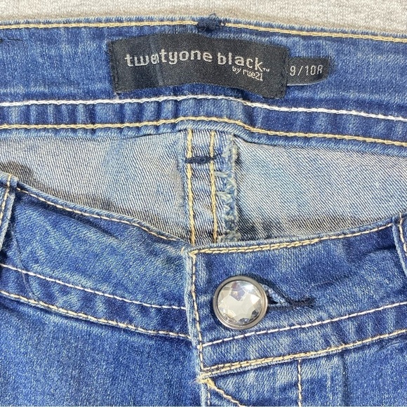 Twentyone Black Jeans Women 9/10R Blue Low Rise Slim Boot Sequins Casual Denim - Picture 5 of 16